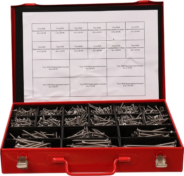 Afbeeldingen van Kelfort Assortimentskist spaanplaatschroef rvs