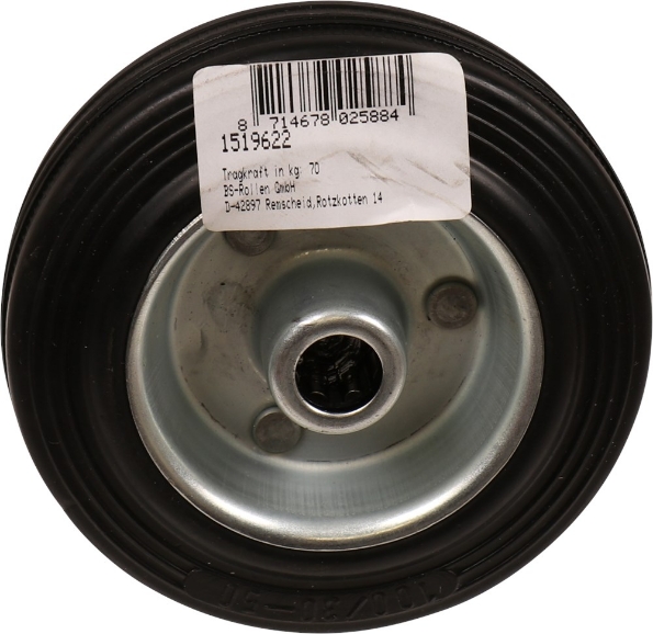 Afbeeldingen van Kelfort Wiel 100 mm met rollager rubber loopvlak zwart gegalvaniseerd verzinkt