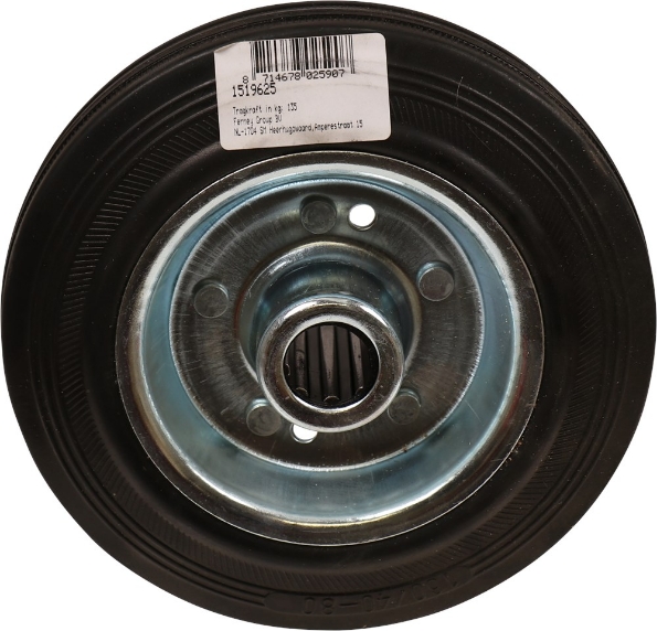 Afbeeldingen van Kelfort Wiel 160 mm met rollager rubber loopvlak zwart gegalvaniseerd verzinkt