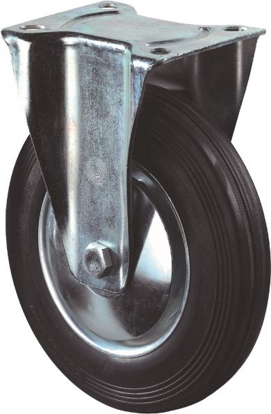 Afbeeldingen van Kelfort Bokwiel 100 mm bevestigingsplaat 104x80 mm zwart rubber gegalvaniseerd verzinkt