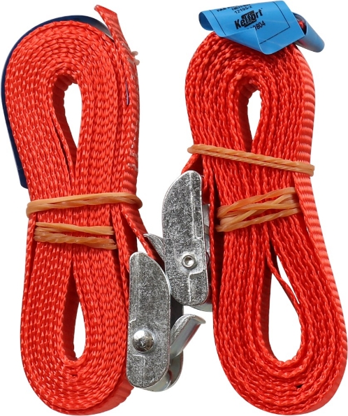 Afbeeldingen van Kelfort Spanband 25 mm 2.5 meter met klemgesp verpakking 2 stuks rood