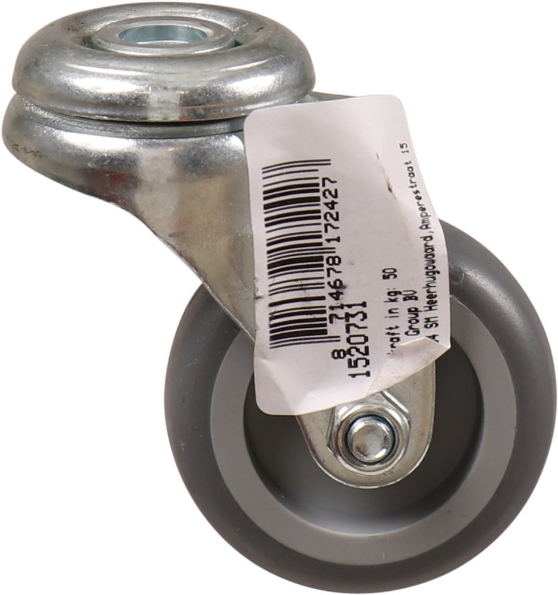 Afbeeldingen van Kelfort Zwenkwiel 75 mm met glijlager met boutgat grijs rubber gegalvaniseerd verzinkt