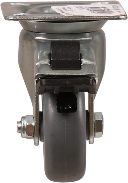 Afbeeldingen van Kelfort Zwenkwiel 50 mm met glijlager met bevestigingsplaat met rem grijs rubber gegalvaniseerd verzinkt