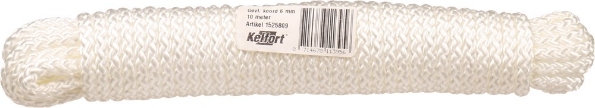 Afbeeldingen van Kelfort Gevlochten koord  wit 6mm 10m.