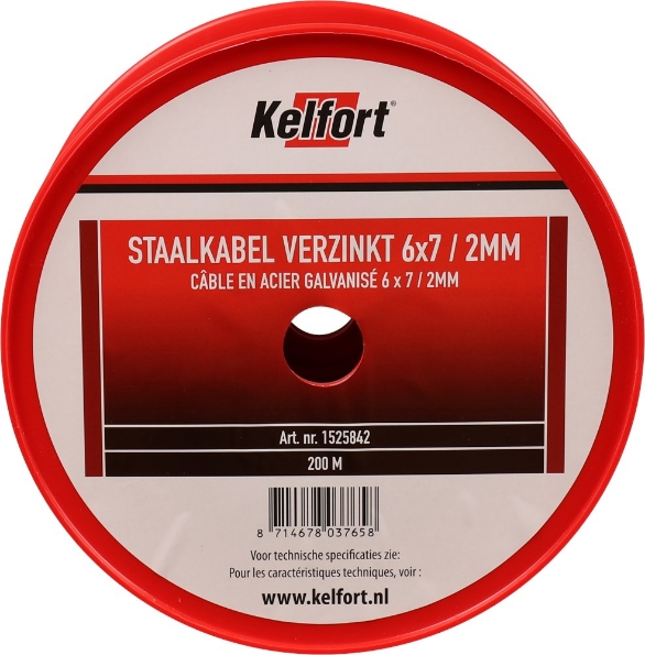 Afbeeldingen van Kelfort Staaldraadkabel Elektrolytisch verzinkt 6x7 2mm