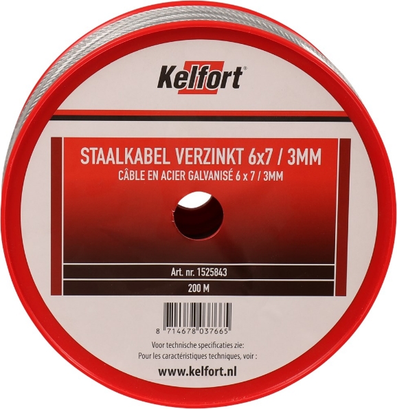 Afbeeldingen van Kelfort Staaldraadkabel Elektrolytisch verzinkt 6x7 3mm