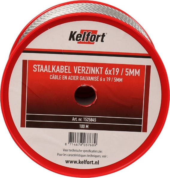 Afbeeldingen van Kelfort Staaldraadkabel Elektrolytisch verzinkt 6x19 5mm