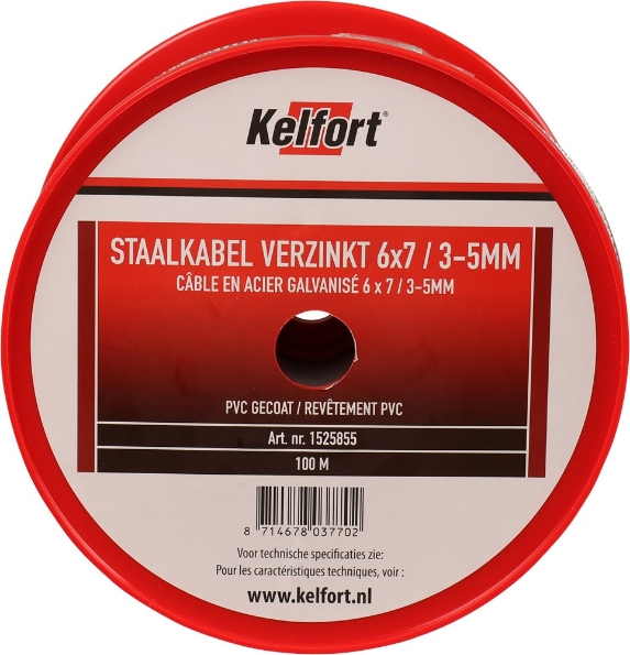 Afbeeldingen van Kelfort Staaldraadkabel Elektrolytisch verzinkt, met pvc coating 6x7 3-5mm