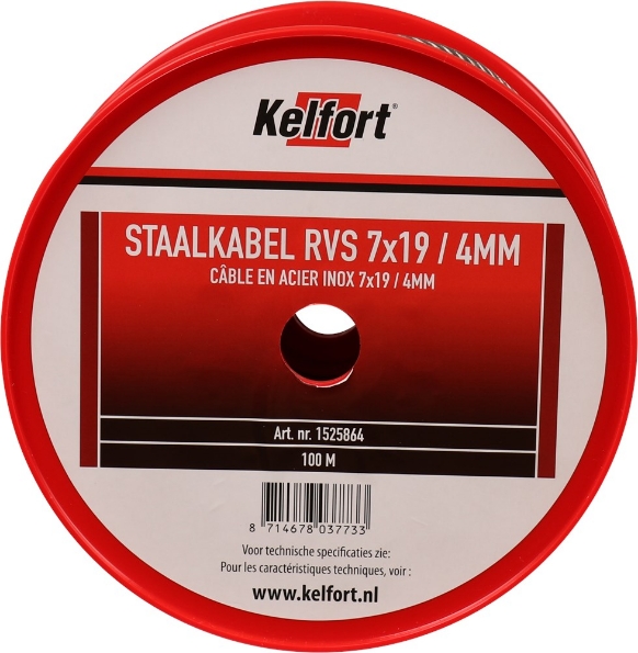 Afbeeldingen van Kelfort Staaldraadkabel Rvs AISI 304 (A2) 7x194mm