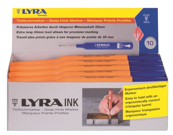 Afbeeldingen van LYRA Merkstift Lyra Ink voor het aftekenen van diepere gaten Blauw