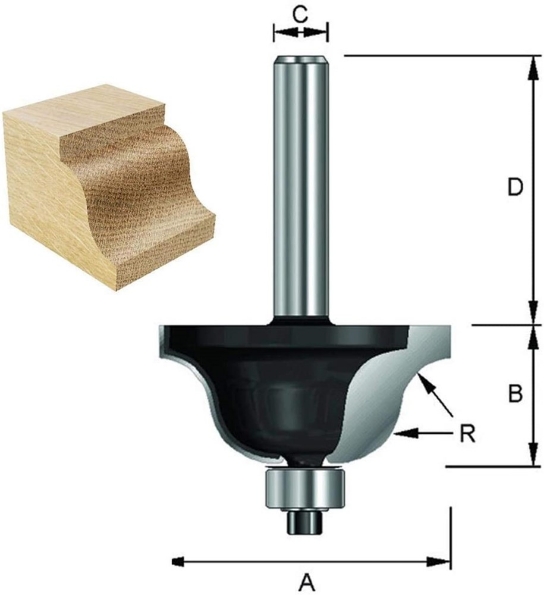 Afbeeldingen van ENT Lijstfrees HM, met kogellager 14960 R4 27 x 11,8mm