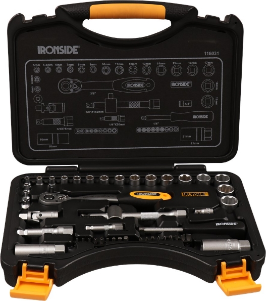 Afbeeldingen van Ironside Doppen-/bitset 1/4" + 3/8" 47 delig