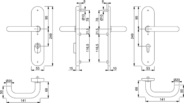 Afbeeldingen van HOPPE Veiligheids deurkrukgarnituur Paris pc92 rvs, e138z/3332za/3310, met kerntrekbeveiliging