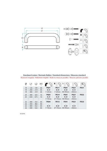 Afbeeldingen van Artitec Deurgreep rvs - Ø19 mm / 125 mm PH60
