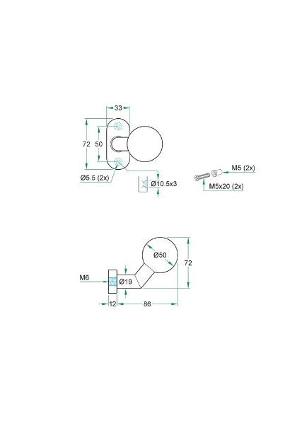 Afbeeldingen van Artitec Knop vast op smalrozet-klasse 4 91380 rvs