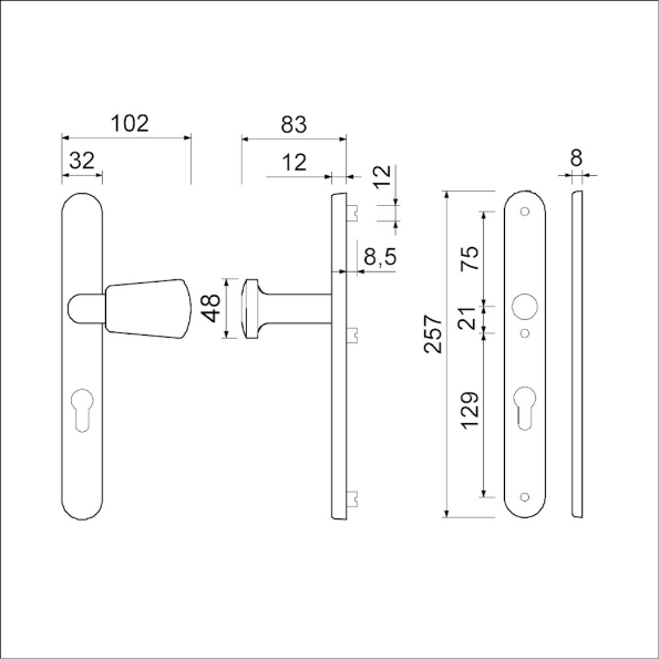 Afbeeldingen van AMI Veiligheids Rotaveer knop/kruk smalschildgarnituur SKG** ovaal