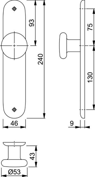 Afbeeldingen van HOPPE Knop op langschild 53/273P Blind f1