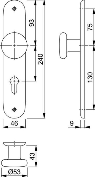 Afbeeldingen van HOPPE Knop op langschild 53/273P PC72 f1