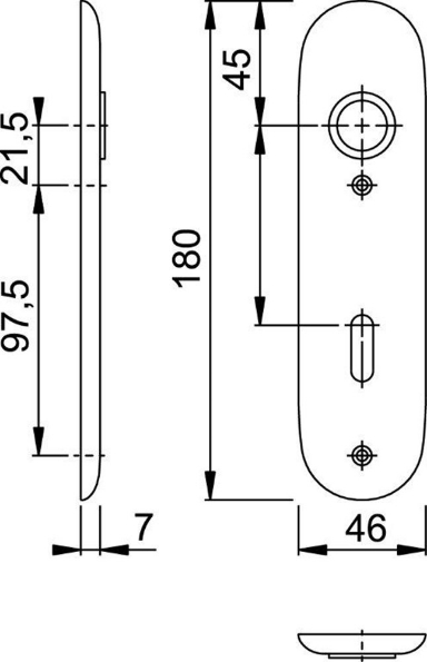 Afbeeldingen van HOPPE Kortschild ovaal 273KP sl56 f1