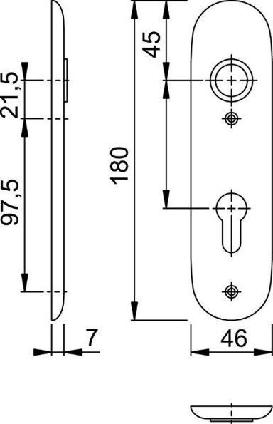 Afbeeldingen van HOPPE Kortschild ovaal 273KP pc55 f1