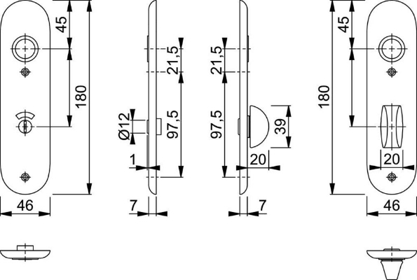 Afbeeldingen van HOPPE Kortschild ovaal 273KP  wc72x8 f1
