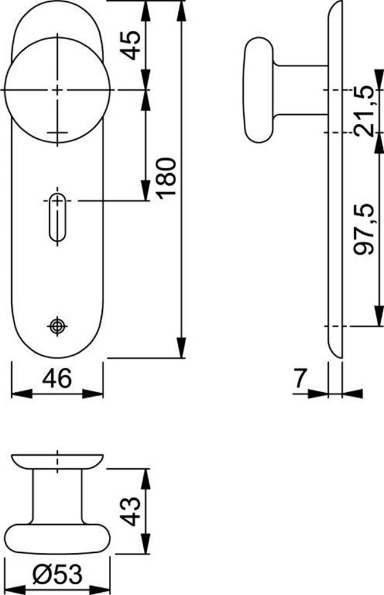 Afbeeldingen van HOPPE Knop op kortschild 53/273KP SL56 f1
