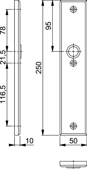 Afbeeldingen van HOPPE Veiligheidsschild recht 2214 blind f1, massief rechthoekig, met krukveer, 10mm dik