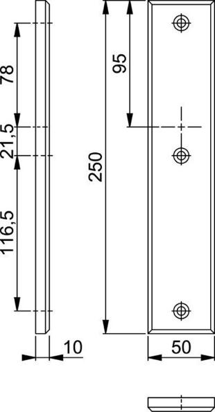 Afbeeldingen van HOPPE Veiligheidsschild recht 2214 blind f1, massief rechthoekig, 10mm dik, massief rechthoekig, 10mm dik