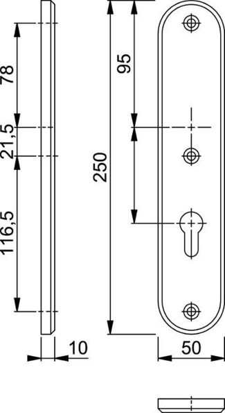 Afbeeldingen van HOPPE Veiligheidsschild ovaal 3214 pc72 f1, massief afgerond, met krukveer, 10mm dik