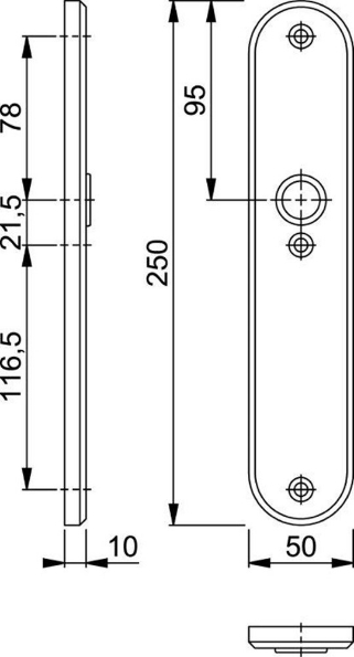 Afbeeldingen van HOPPE Veiligheidsschild ovaal 3214 blind f1, massief afgerond, met krukveer, 10mm dik