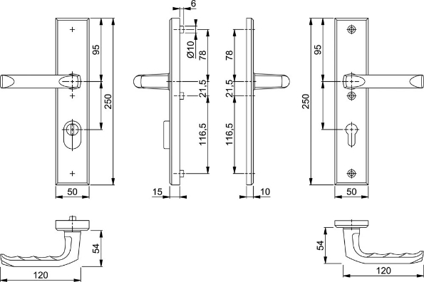 Afbeeldingen van HOPPE Veiligheids deurkrukgarnituur London pc55 f1, 113/2236za/2214, met kerntrekbeveiliging