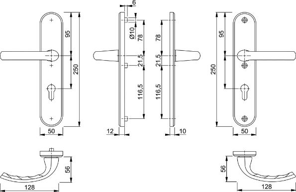 Afbeeldingen van HOPPE Inbraakwerend deurkrukgarnituur Tokyo pc55 f1, 1710/3235/3214, massief afgerond, deurdikte 35-40mm