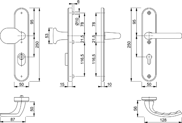 Afbeeldingen van HOPPE Veiligheids voordeurgarnituur Tokyo pc72 f1, 86g3236za/3214/1710, met kerntrekbeveiliging