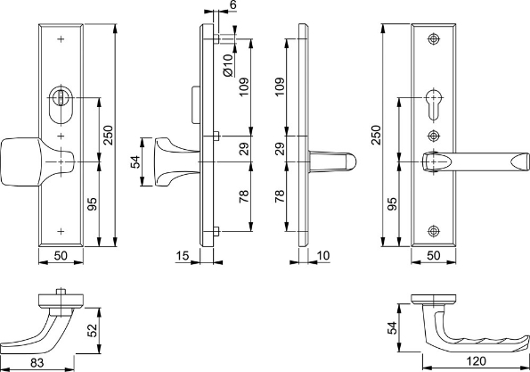 Afbeeldingen van HOPPE Veiligheids voordeurgarnituur London f1, 61g2236sza/2214s/113, met kerntrekbeveiliging, deurdikte 50-55mm