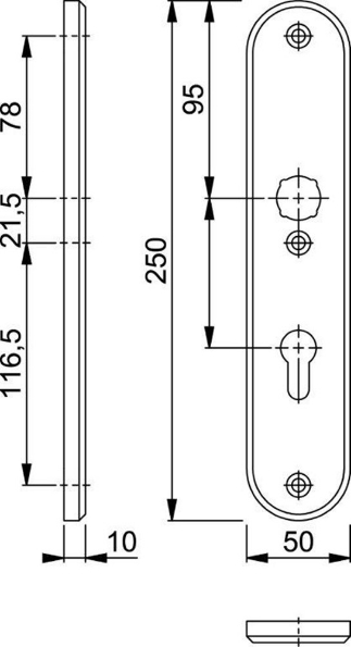 Afbeeldingen van HOPPE Veiligheidsschild ovaal 3214 pc72 f1, knop / knop situaties electronische sloten