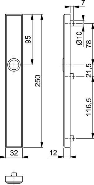 Afbeeldingen van HOPPE Veiligheidsschild buiten recht smal 2278 Blind F1