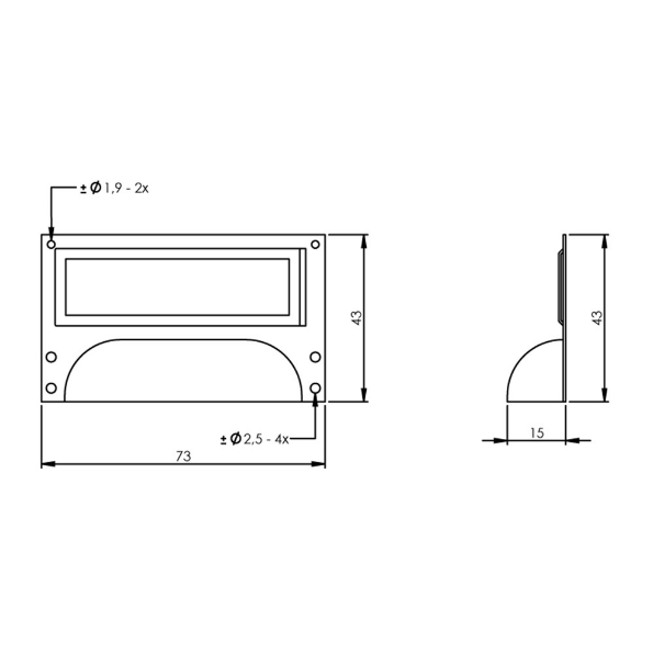 Afbeeldingen van INTERSTEEL Etiketgreep 73x43mm mat zwart 8810