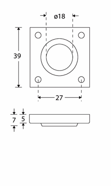 Afbeeldingen van Mi Satori Krukrozet vierkant 38x38mm glans nikkel