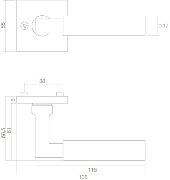 Afbeeldingen van INTERSTEEL Deurkruk Bau-Stil op vierkant rozet chroom/mat zwart 0384