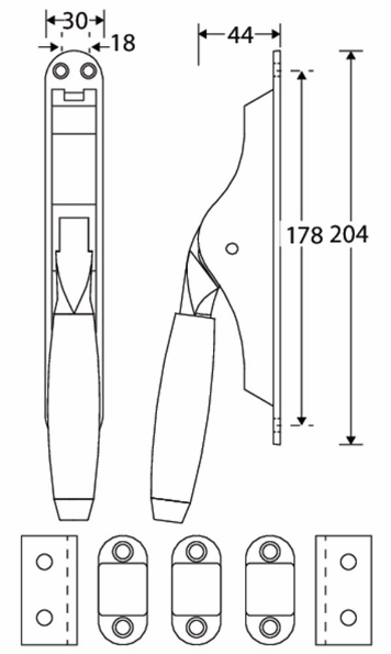 Afbeeldingen van Mi Satori Pompespagnolet compleet incl. stangen Ton glans nikkel/ebben