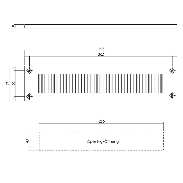 Afbeeldingen van INTERSTEEL Tochtwering rechthoek chroom mat 4015