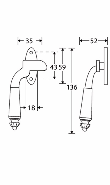 Afbeeldingen van Mi Satori Raamboom Nouveau links antiek nikkel/zwart