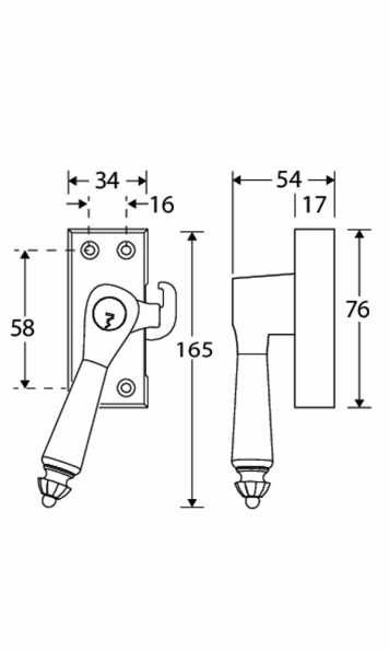 Afbeeldingen van Mi Satori SKG Raamsluiting met sluitplaat, links Nouveau antiek nikkel/zwart