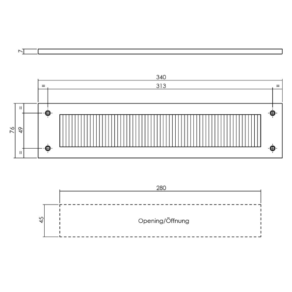 Afbeeldingen van INTERSTEEL Tochtwering rechthoek rvs geborsteld 4015