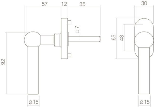 Afbeeldingen van INTERSTEEL Raamkruk L-vorm rvs geborsteld 6156