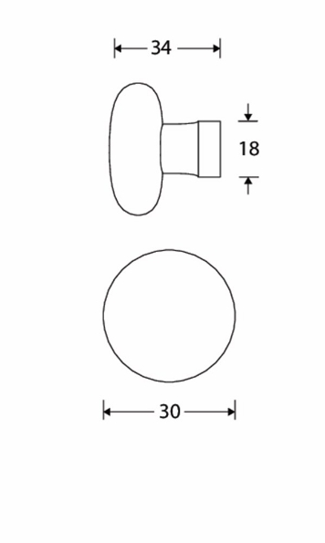 Afbeeldingen van Merigous Meubelknop paddenstoel Uni 30mm glans nikkel / bordeaux