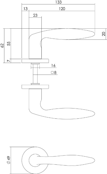 Afbeeldingen van INTERSTEEL Deurkruk Sigaar op rozet chroom 0199