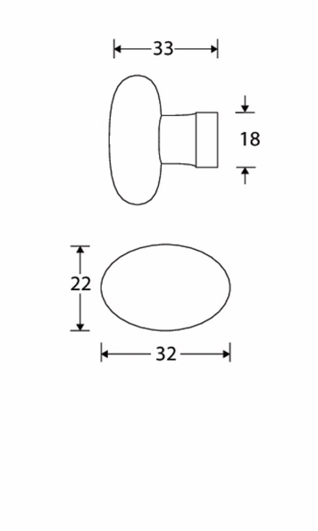Afbeeldingen van Merigous Meubelknop Ovaal Uni 33mm porselein rood