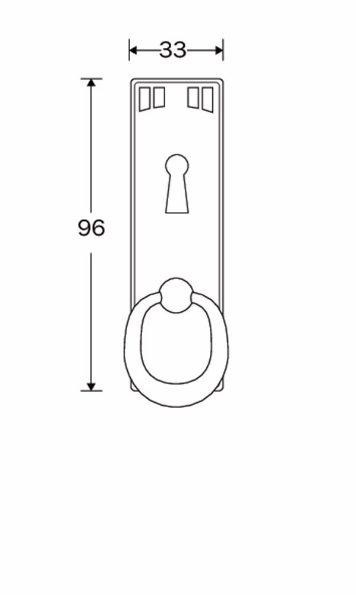 Afbeeldingen van Wallebroek Meubeltrekker met sleutelgat Art-Nouveau messing berbronsd