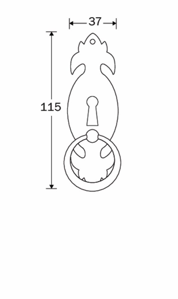 Afbeeldingen van Wallebroek Meubeltrekker met sleutelgat Giglio ijzer roest